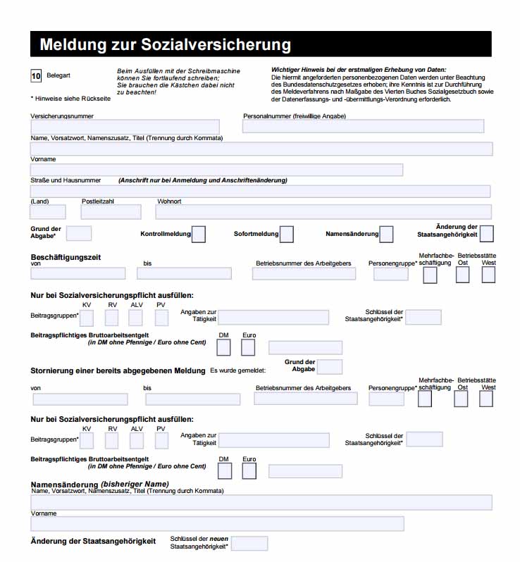 Meldung zur Sozialversicherung, Sofortmeldung, Meldebescheinigung